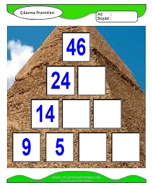 Çıkarma Pramidi Çalışma Sayfaları